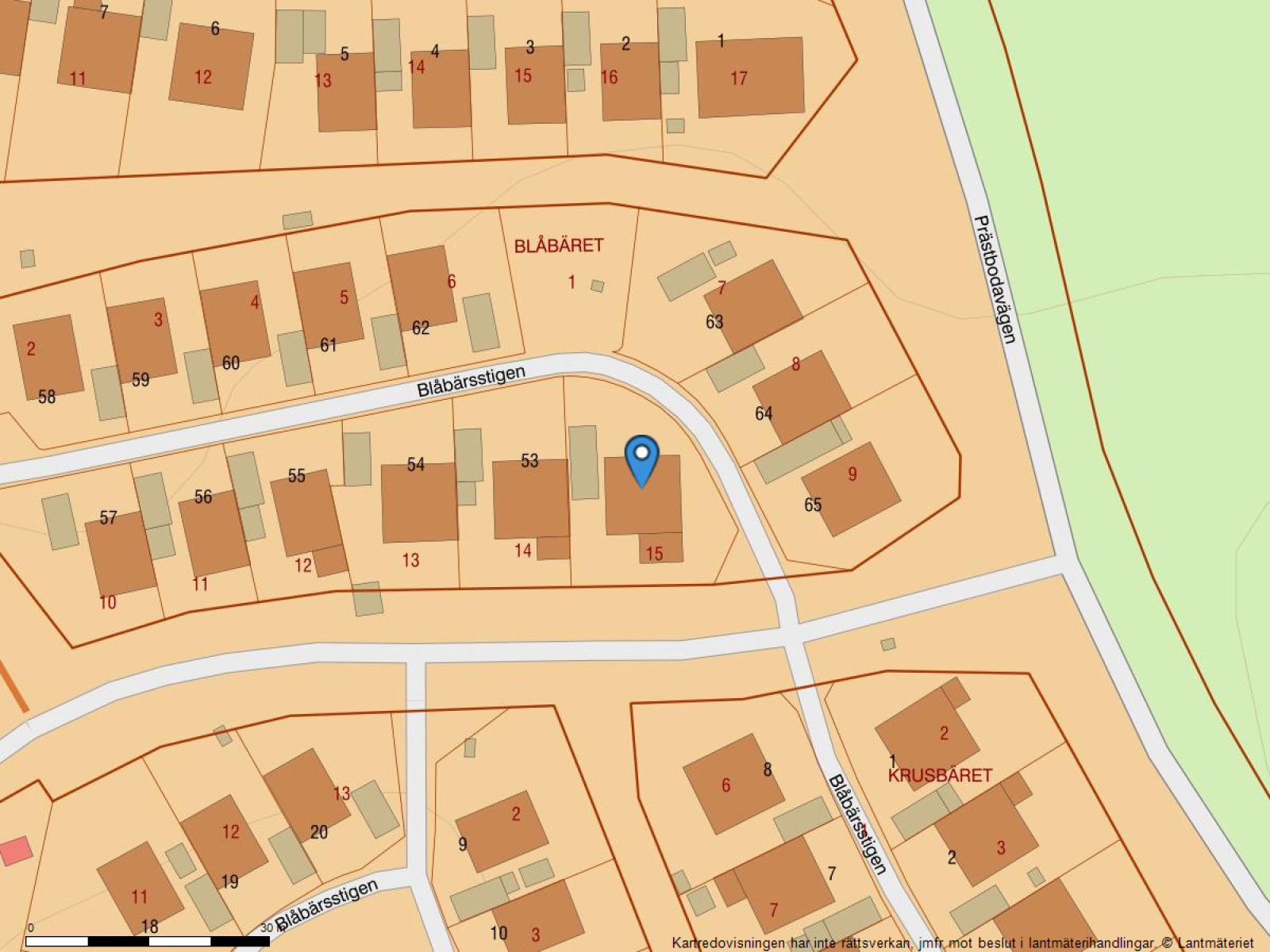 Fastighetskarta Blåbärsstigen 52