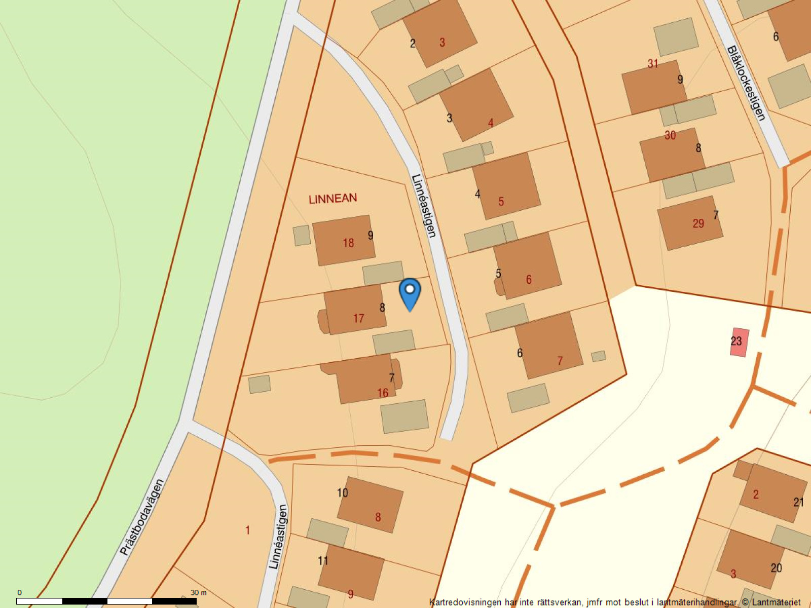 Fastighetskarta Linnéastigen 8