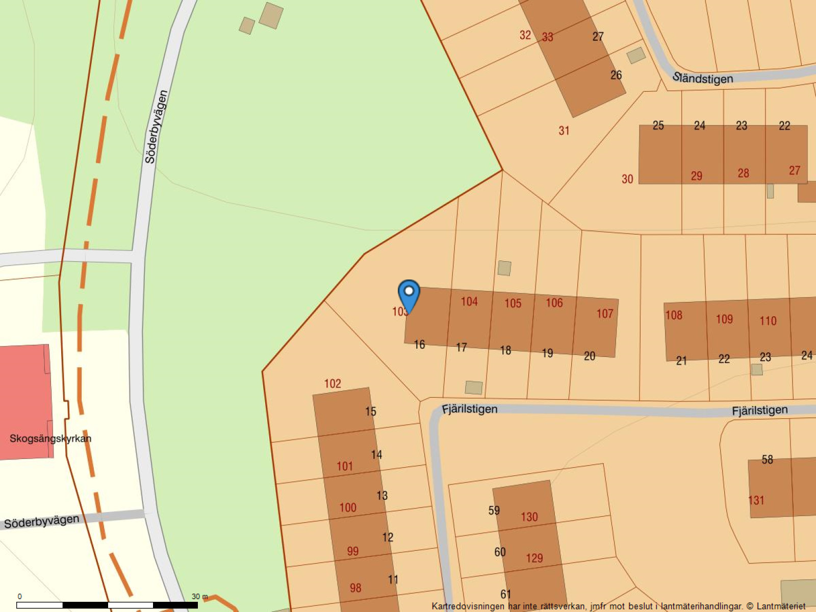 Fastighetskarta Fjärilstigen 16
