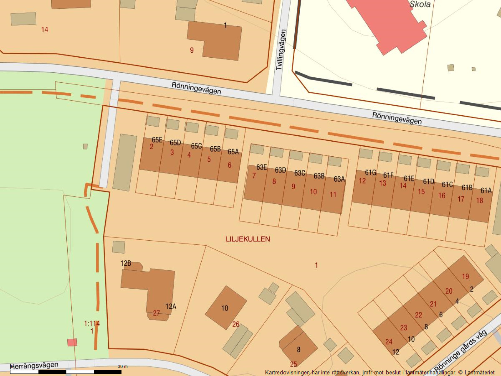 Fastighetskarta Rönningevägen 65B