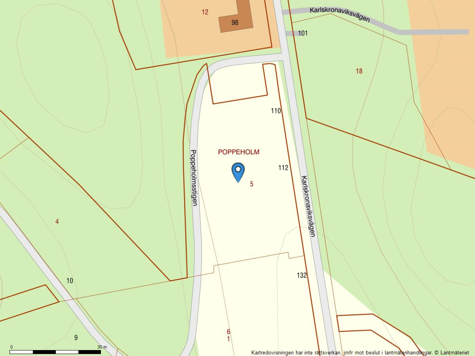 Fastighetskarta Karlskronaviksvägen 110
