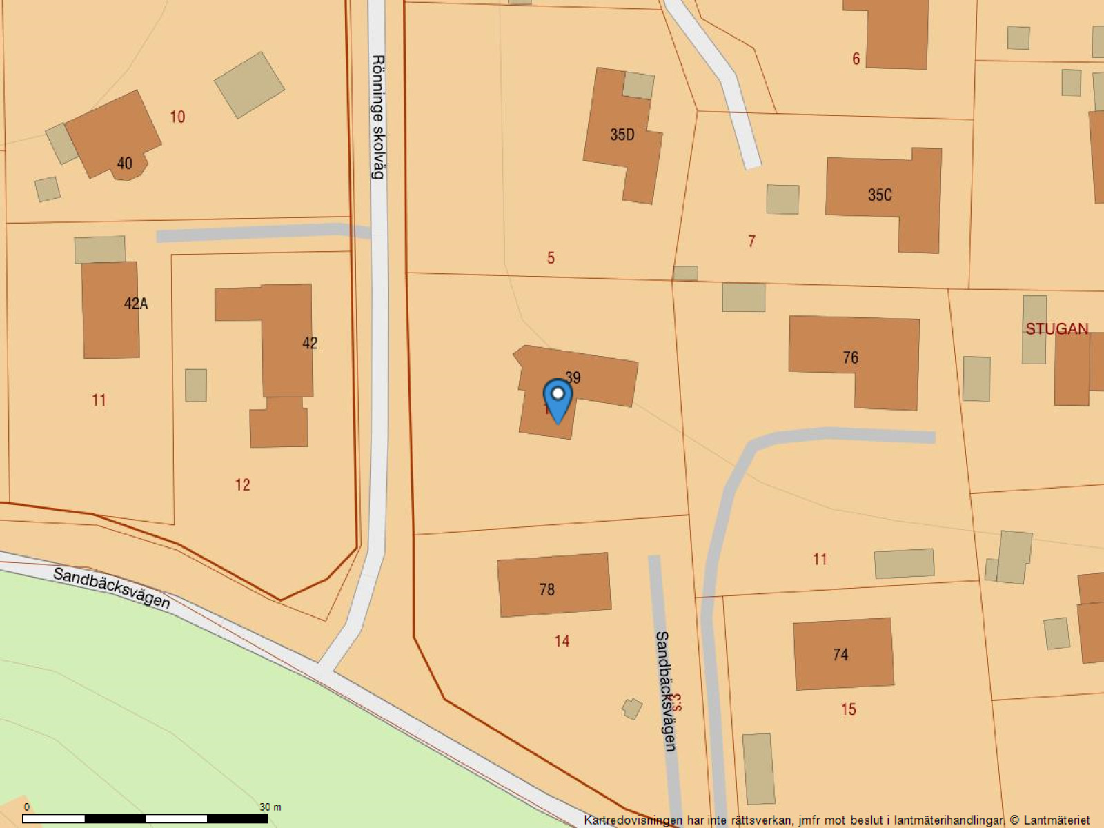 Fastighetskarta Rönninge skolväg 39