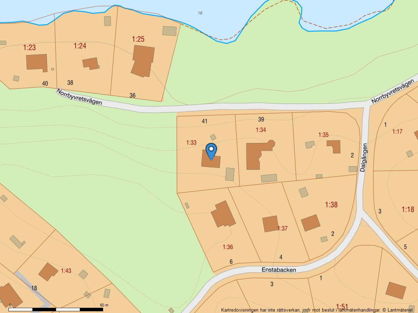 Fastighetskarta Norrbyvretsvägen 41