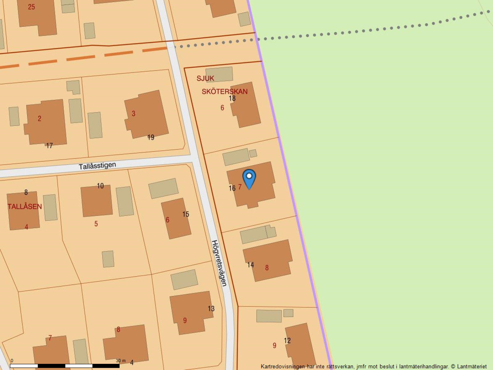 Fastighetskarta Högvretsvägen 16